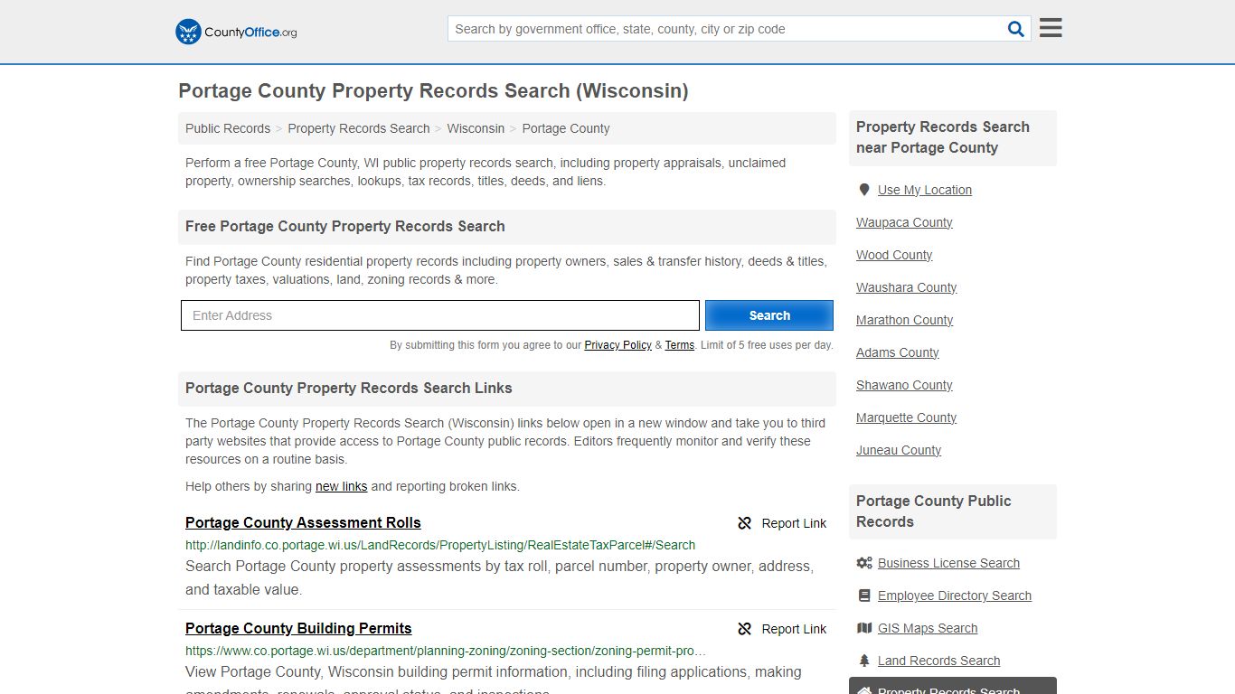 Portage County Property Records Search (Wisconsin) - County Office