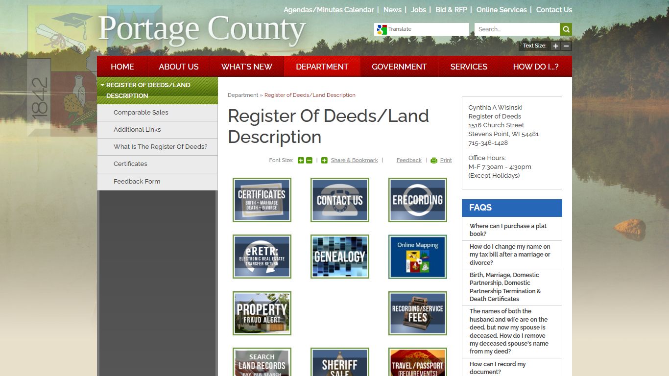 Register of Deeds/Land Description | Portage County, WI